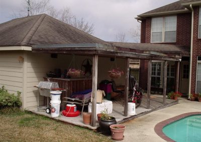 Gable roof patio cover Houston before 2